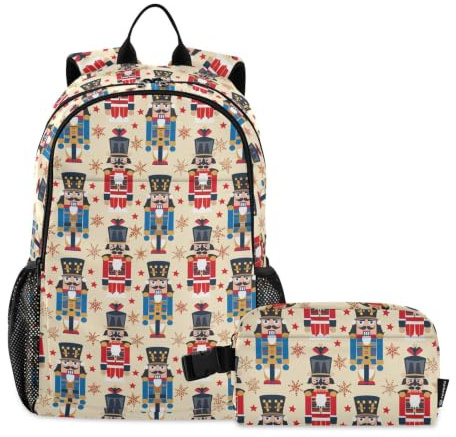 miaozhen Sac à dos d'école pour garçon avec boîte à déjeuner, casse-noisette, jouet casse-noisette, 18 l, mochila y lonchera para ni ? as