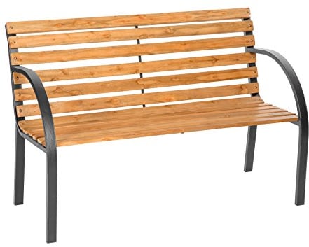 tectake® 2-Sitzer Gartenbank wetterfest, Gartenbank Holz im Landhausstil für Wintergarten Möbel, als romantische Balkonbank, Holzbank Garten, Gartenmöbel Bänke 119,5 x 62 x 83 cm