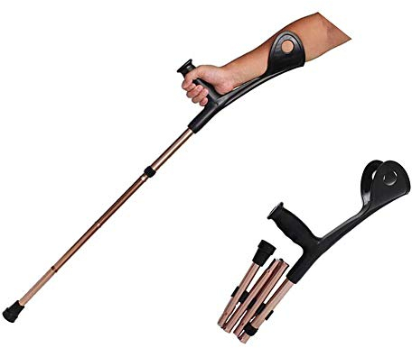 Unterarmkrücken Gehhilfen Faltbare Krücken Benutzergewicht 120 Kg Gangverstellung Paar Mit Ellbogenstütze Leichtes Aluminium Höhenverstellbar Maximum rutschfest/Langlebig,Braun