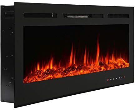 Kamin Cervinia Elektrokamin Eletroheizung Wandkamin mit LED Beleuchtung