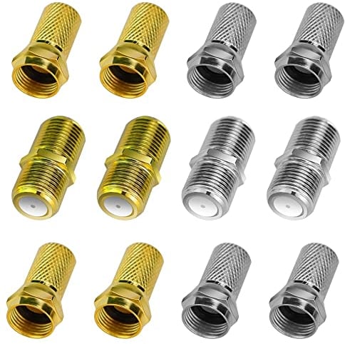 LYTIVAGEN Kit de Conector Tipo F para Extensión de Cable Coaxial con 8 PCS Conectores RG6 y 4 PCS Acopladores Hembra Cable Adaptador de Antena para Sky/Freesat/Virgin Media