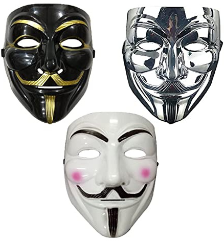 NIWWIN V für Vendetta-Masken, Halloween-Maske-Dekoration, Festival Fancy Dress Up Kostüme, Rave Party Face Cover Requisiten