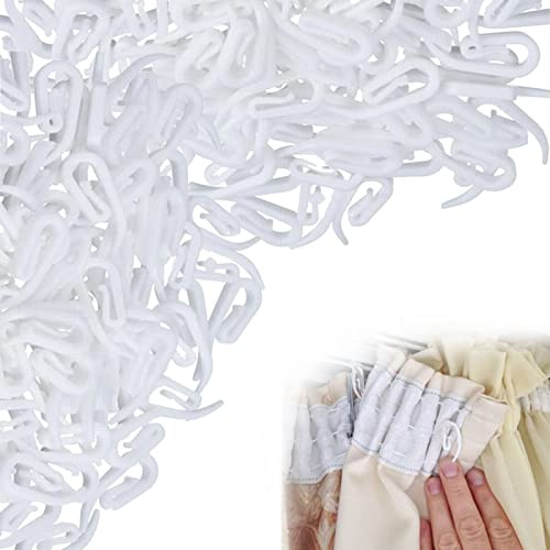 Ganchos de Plástico para Cortina, Ganchos Cortinas de Plástico en Color Blanco, Paquete de 200 Unidades, Ganchos para Cortinas de 28mm x 12mm para Cortinas de Carril, de Ducha, y Más Sistemas(Blanco)