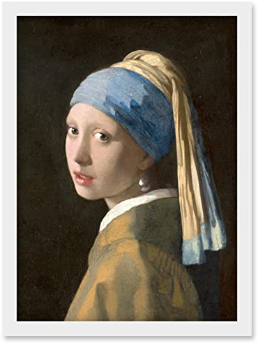 Artery8 Johannes Vermeer Girl with a Pearl Earring Reproduction Painting Artwork Framed Wall Art Print A4