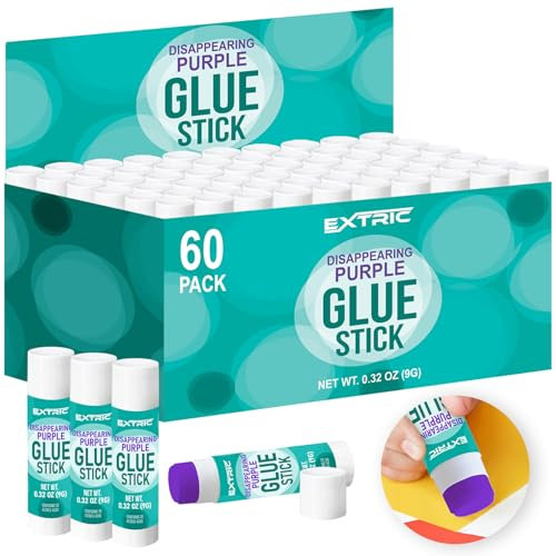 Glue Sticks Bulk Classroom, Purple Glue Sticks for Kids 60 Count, 0.32 Ounce Washable, for Kids, School and Home