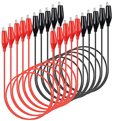 Gebildet 10pcs Clip a Coccodrillo Elettriche, Cavo da 0.5 mm² / 20AWG, Cavi di Prova Isolati con Clip a Coccodrillo, Cavi Jumper Saldati a Doppia Estremità per Test Elettrici Collegamento di Circuiti