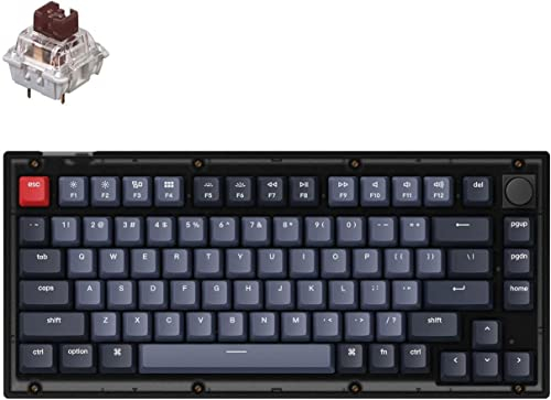 Keychron V1 Tastiera meccanica personalizzata sostituibile a caldo, 75% manopola di layout QMK/VIA RGB programmabile, interruttore Gateron G Pro per Mac Windows - Nero smerigliato