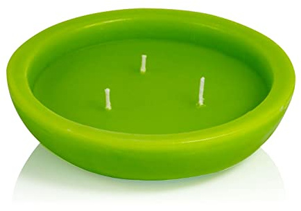 INNA-Glas Outdoor Schwimmkerze NEREA, apfelgrün, 4,5 cm, Ø15,8 cm, 5,5h | 3-Docht - Schwimmende Kerze