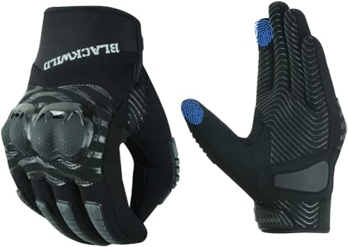 BLACKWILD Motorrad Handschuhe, Touchscreen Motorradhandschuhe für Motorradrennen, Mountainbike, Motorcross, Klettern, Wandern und andere Outdoor Sportarten und Aktivitäten (Schwarz Grau, M)