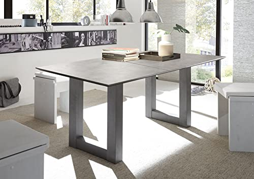 58 aufm Kessel Esstisch ausziehbar Eila 5 160 x 90 x 75 Esszimmertisch Graphit/Keramik Hell 13360