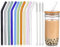 JOYZYAIYY Glass Straws, 13pcs Reusable Pack with 3 Cleaning Brushes, Borosilicate Glass, Edible, Break Resistant, Heat Resistant, Perfect for Bubble Tea, Slush, Cocktail, Juices
