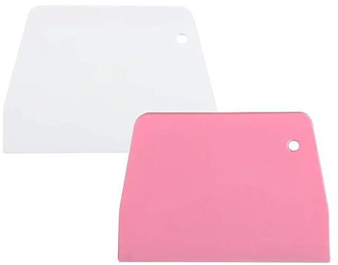 Dwwffer 4 raschietti per impasto, in plastica, per pasticceria e pane, per pizza, dessert, torte, pasticcini, pane (bianco e rosa)