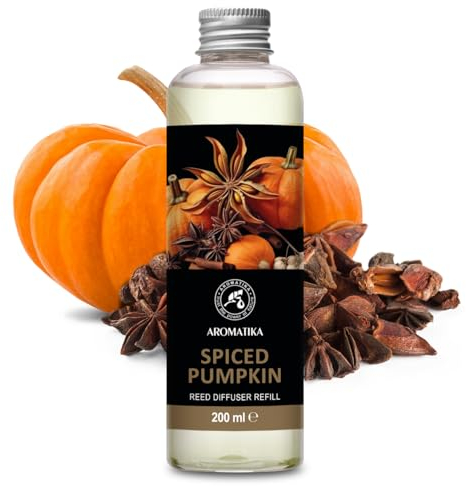 Raumduft Diffuser Nachfüller Gewürzter Kürbis 200ml - Nachfüller für Duftdiffusor - Raumbeduftung - Zimmerduft - Diffuser Nachfüllen - Haus Parfüm - Duftaroma - Reed Diffuseur Refill Spicy Pumpkin
