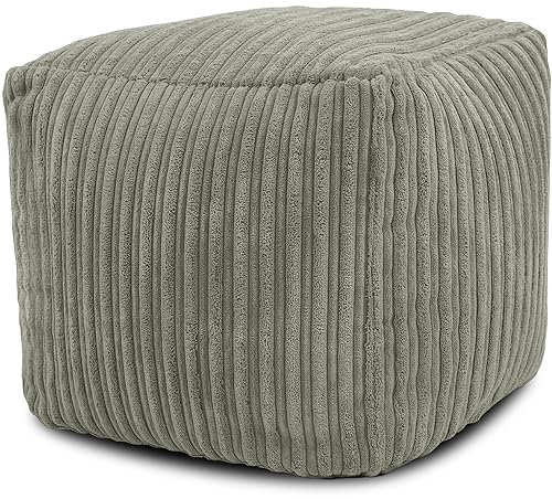Jumbo Cord Footstool Bean Bags | Corduroy Ottoman Footrest Modern Home Living Room Bedroom Stylish & Durable Ergonomic Design | Jumbo Cord Foot Rest Pouffe (Mink, Square (40cm x 40cm x 35cm))