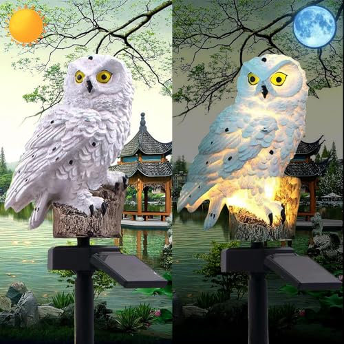 YZYOE Solar Energy Owl Light, Garden Decoration Resin Cute Animal Ground Lamp, Wireless Dusk to Dawn LED Sconce Lights Waterproof.