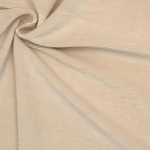STOFFKONTOR Feincord Jersey Stoff - Meterware, Farbe Hell-Beige - zum Nähen von Bekleidung, Kissen, Dekorationen uvm.