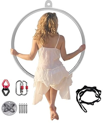 Aerial Hoop, Lyra Hoop, Aerial Rings-Ausrüstung, Single Point Hoop, Edelstahl-Aerial Hoop-Set, für Erial Dancing Training Zirkus-Requisiten, mit Aerial Rigging,A,Durchmesser 100 cm