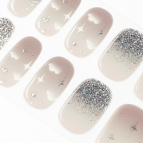DANNI & TONI Halb ausgehärtete Gel Nagelfolien (Starlight) Stern Glänzend uv Gel Nagelfolie Nagelsticker Nageldesign Nagelfolie Selbstklebend Wraps 28 Aufkleber