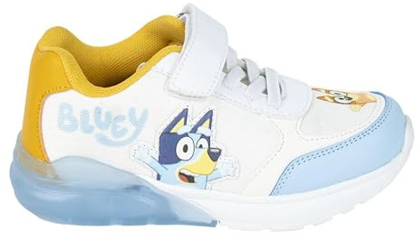 Bluey Kinderschuhe - Weiß und Blau - Größe 24 - Klettverschluss - Sportschuhe mit TPR-Sohle und LED-Licht - Verstärkte Zehe - Original Produkt entworfen in Spanien