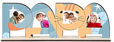 Koboko Holzbuchstaben Geschenke für Papa,Papa Holz Geschenk G-eburtstag,Geschenke Vatertagsgeschenk Für Papa Von Tochter,Geburtstag Handgefertigte Fotorahmen