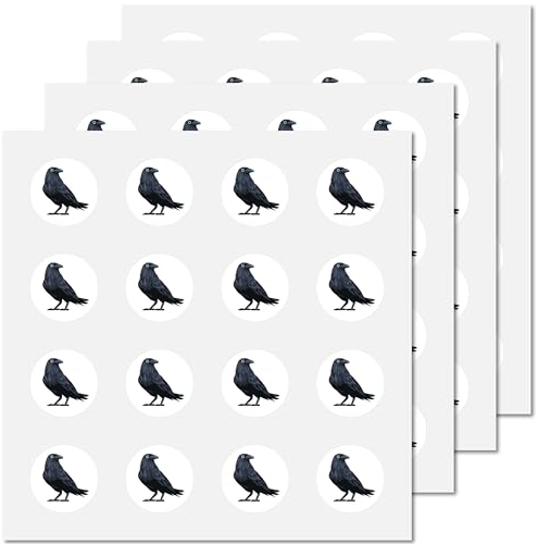 CREATCABIN 128 Stück Rabenkrähe Planer-Aufkleber,Amsel,Helm-Aufkleber,Selbstklebend,Wasserfest,Runder Punkt,Cartoon-Aufkleber,Massenaufkleber Für Scrapbooking,Kalender,Wasserflaschen,Tagebuch,2.5cm