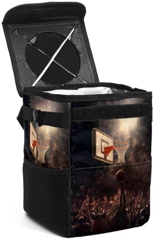 YTYVAGT Car Trash Can with Lid,Bag Hanging Storage Pockets Leak-Proof,Portable Garbage Bin,Basketball and Basketball Hoop