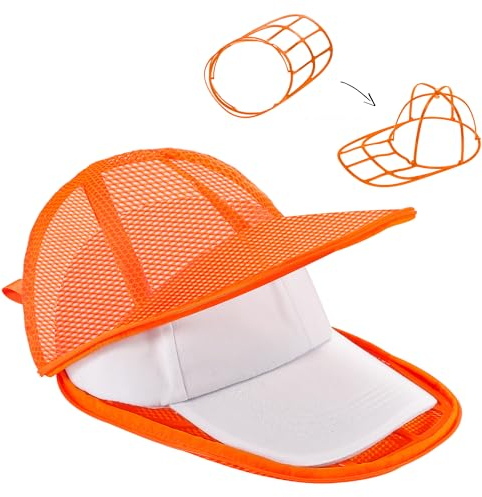 ZDDGNN Cap Wascher für Waschmaschine,Basecap Waschgestell,Klappbarer Hutablagen,Cap Waschmaschinen Form,Cap Halter für Waschmaschinen & Geschirrspüler 1 Stück (Orange)
