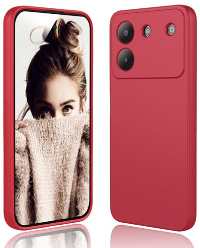 DESSEN Hülle für ZTE Blade A54 Handyhülle - Flüssige Silikon Schutzhülle Stoßfest Kameraschutz Case Dünn Weiche TPU Bumper Cover mit Kratzfestem Mikrofaserfutter, Rot
