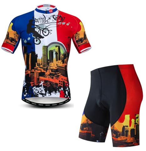 Herren Radtrikot Set Fahrradbekleidung Sommer Kurzarm Fahrradbekleidung, Cf0172-1n, XL