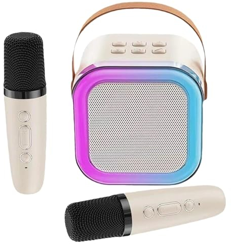 Eventerde Macchina per karaoke portatile, Macchina per karaoke per adulti, Altoparlante karaoke con luci LED e 2 microfoni wireless, Altoparlante per canto con microfono per feste in casa, feste di