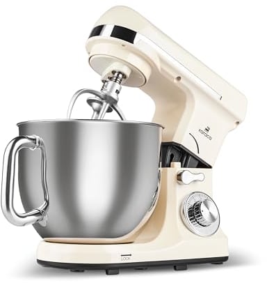 Karaca Blendburst Stand Mixer - 1400W Electric Stand Mixers for Baking, Dough Mixer with Non-Stick 5,7L Bowl, Dough Hook, Whisk, 6- Speed Cake Mixer with Bowl and Stand, Iconic Beige
