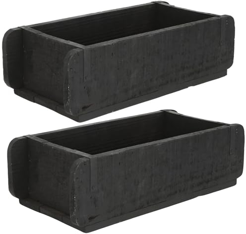 Novaliv 2x Holzkiste Vintage Schwarz 30 x 15 x 10 cm Alte Ziegelform Holz EIN KAMMER Allzweckkiste aus recyceltem Altholz Jede Form EIN Unikat - Geschenkkiste
