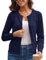 GRACE KARIN Women Lightweight Cardigan Button Down Crew Neck Knitwear Sweater Tops Long Sleeve Cable Knit Shrugs L Blue