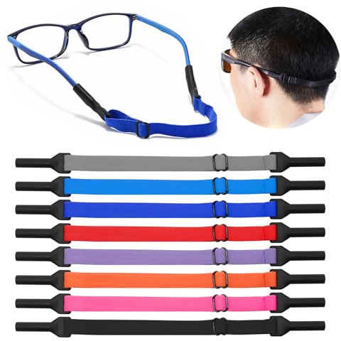 8 Pièces Cordons à Lunettes Ajustables Flottants, Universelle Cordon Lunettes Sport, Antidérapantes Cordon Élastique pour Lunette pour Adultes et Enfants pour Tous Types de Lunette