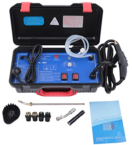 Soudesileim 3000W Tragbarer Dampfreiniger Handgerät, Dampfreiniger Mit 4 Arten|2.8M Rohrlänge, 360° sauber ohne tote Ecken|Einstellbare Dampfmenge, Für Auto|Fenster|Küchenmöbel