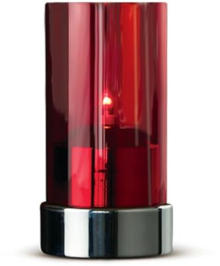 Lumea 1082 Tischlicht Beacon rot | Windlicht inkl. Flüssigwachskerze, Abdeckung, Unterteil und Stabfeuerzeug | Kerzenhalter aus Glas | Brenndauer 40 Std. | Indoor Deko | Höhe: 15 cm, Ø 8,2 cm