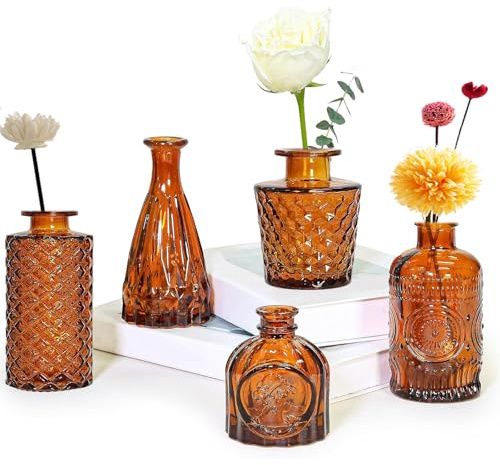 5er-Packung Vasen Glas Kleine für Tischdeko - Vasen Klein Tischdeko ohne Blumen für Hochzeitsdeko und Deko Wohnzimmer