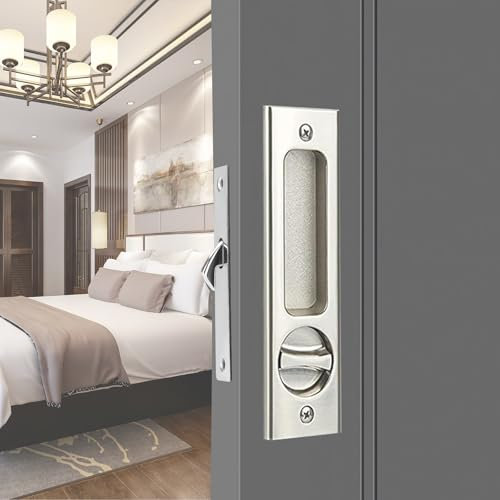 betensh Manilla para Puerta de Bolsillo con Llave Cerradura de Puerta Corredera 160mm Cerradura de Manilla Juegos de Manilla para Puertas Interior Plata