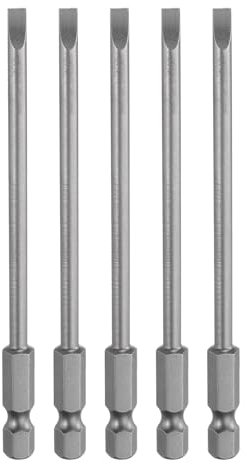 sourcing map 5pcs SL4 Magnetic Slotted Screwdriver Bits 4mm S2 Steel Flat Head Screwdriver Bit 1/4 Hex Shank Industrial Grade Screw Driver Drill Bits 100mm (3.9) Long for Screws