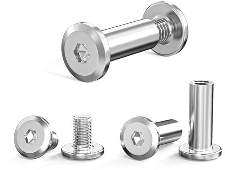 ORTAVA 30 Stück Verbindungsschrauben M5 x 16 mm (30 x Möbelschrauben, 30 x Hülsenschrauben), Edelstahl A2 V2A Schrankverbinder, Möbelverbinder, Schränken, Holzbrettern