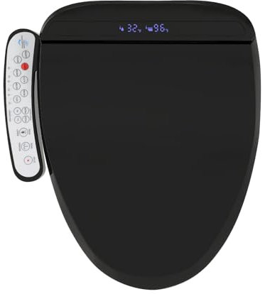 YOURLITE Siège de Toilette Japonaise, Abattant WC Intelligent, Fonction Soins intimes, Couvercle Amortie et Chauffant, Séchage à Air Chaud, Forme V, Noir