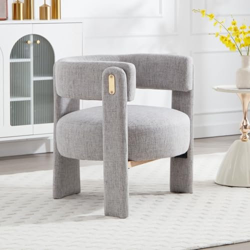 chairus Ohrensessel Loungesessel Wohnzimmer Leinen Armlehnestuhl Sessel Schlafzimmer Moderner Polsterstuhl Cocktailsessel mit Rückenlehne (Grau)
