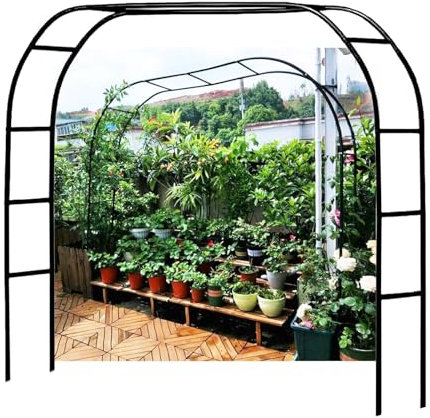 Treillis d'arche de jardin de 2,4 m pour plantes grimpantes, vignes, intérieur ou extérieur, pergola avec large arche
