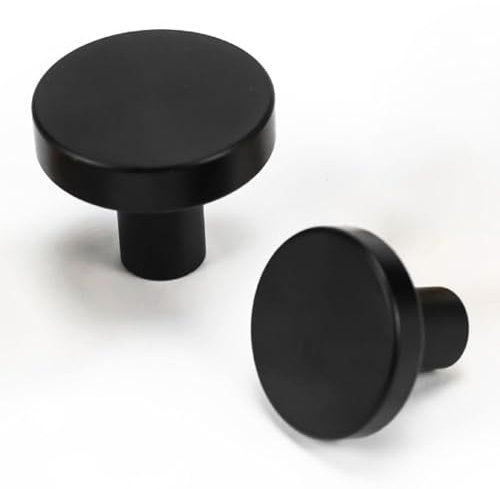QZKJQDD 2 Pack Black Cupboard Knobs, Single Hole Cupboard Handle, Aluminum Alloy Cabinet Knobs with Screws for Kitchen Wardrobes Bathroom Home Decoration