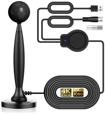 tlidfgeo TV Aerial, Indoor TV Aerial for Smart TVS with Signal Booster High Gain Freeview 250+ Miles,TVS Signal Booster TVS-4K 1080P HDTV & VHF/UHF/DAB Radio and Portable All Compatible