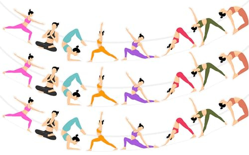 3 x Yoga-Geburtstags-Banner, Yoga-Party-Dekorationen, Fitness-Girlande, Sport-Thema, hängende Banner für Mädchen und Frauen, Bday Fitness, Partyzubehör