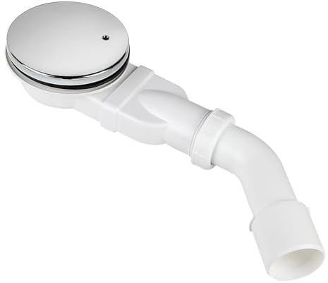SWAWIS Ablaufgarnitur Duschwanne 90mm inkl. Ablaufbogen DN 40/50 mm | mit Geruchsstop und Haarsieb, ABS-Material, Duschablauf Siphon mit Chrom Abdeckhaube, für Dusche und Badewanne
