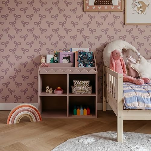 Bellamy Book Nook Étagère Montessori Jouets et Livres, Rose Vintage | Bibliothèque avec compartiments, Organisateur pour chambre d'enfant, Étagère autonome, Rose