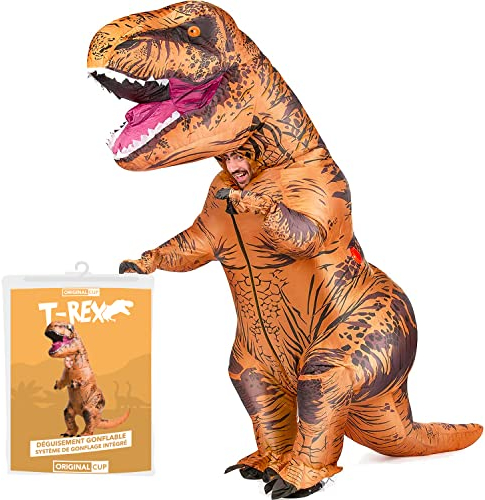 AirSuit® Aufblasbare Verkleidung XXL T-Rex | Dinosaurier Kostüm | Premium Qualität | Größe Erwachsene 160 bis 190cm | Polyester | Angenehm zu tragen | Strapazierfähig | Aufblassystem | OriginalCup®
