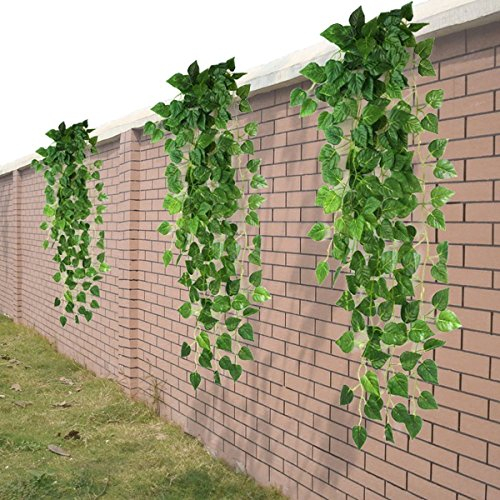 HugeStore 90cm Kunstpflanze Künstliche Weinrebe Blätter Künstlicher Efeu Hänger Efeugirlande Pflanze Deko 3 Stück